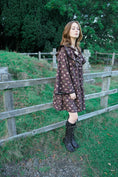 Load image into Gallery viewer, Lowri Mini Dress in Damson Folklore Ribbon Print
