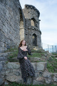 Load image into Gallery viewer, Ceridwen Dress in Coal Folklore Ribbon Print