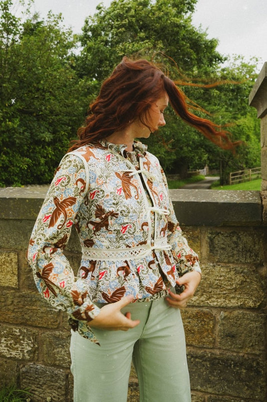 Alys Waistcoat in Mystical Swirl Print - Olivia Annabelle - original_value - medieval - historical
