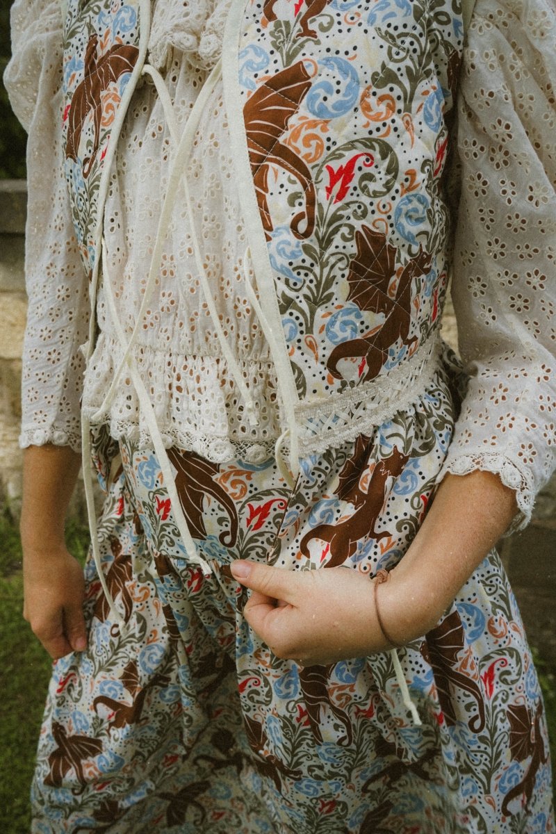 Alys Waistcoat in Mystical Swirl Print - Olivia Annabelle - original_value - medieval - historical