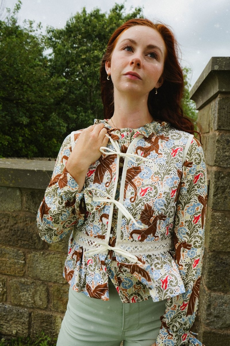 Alys Waistcoat in Mystical Swirl Print - Olivia Annabelle - original_value - medieval - historical