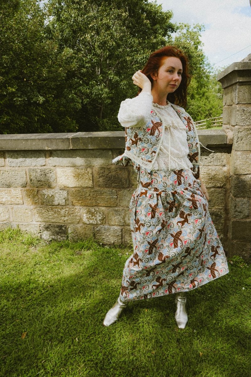 Alys Waistcoat in Mystical Swirl Print - Olivia Annabelle - original_value - medieval - historical