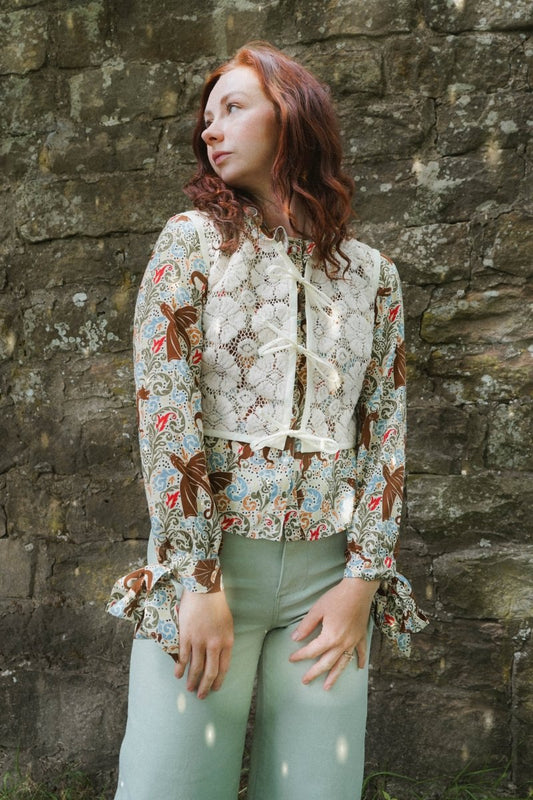 Alys Waistcoat in Vintage Tufted Lace - Olivia Annabelle - original_value - medieval - historical