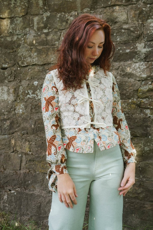 Alys Waistcoat in Vintage Tufted Lace - Olivia Annabelle - original_value - medieval - historical
