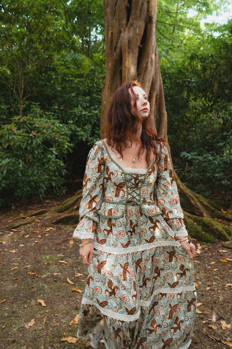 Carys Dress in Mythical Swirl Print - Olivia Annabelle - original_value - medieval - historical