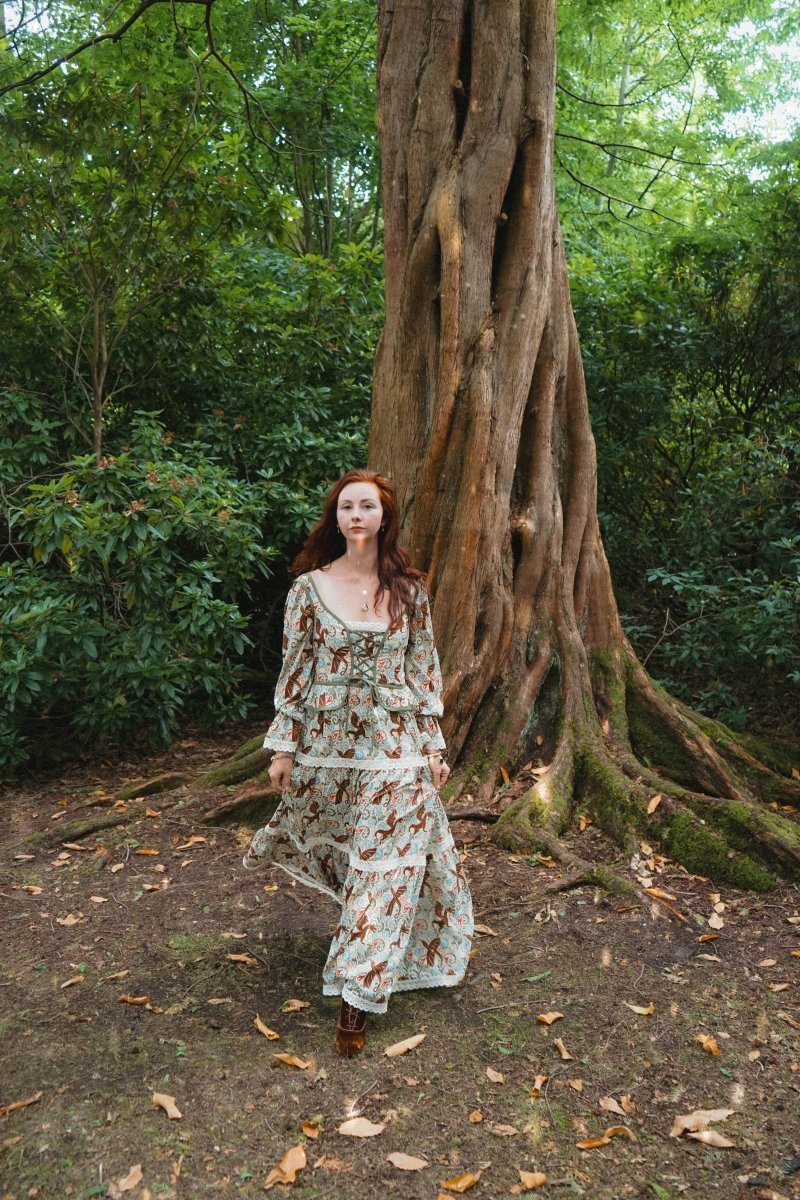 Carys Dress in Mythical Swirl Print - Olivia Annabelle - original_value - medieval - historical