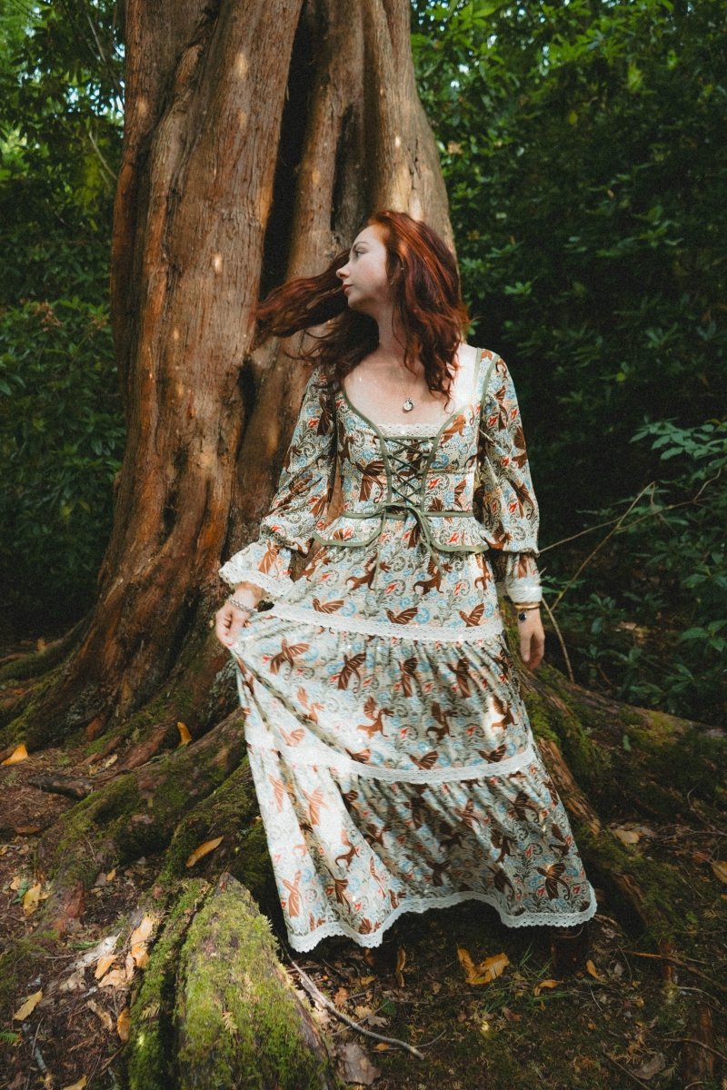 Carys Dress in Mythical Swirl Print - Olivia Annabelle - original_value - medieval - historical
