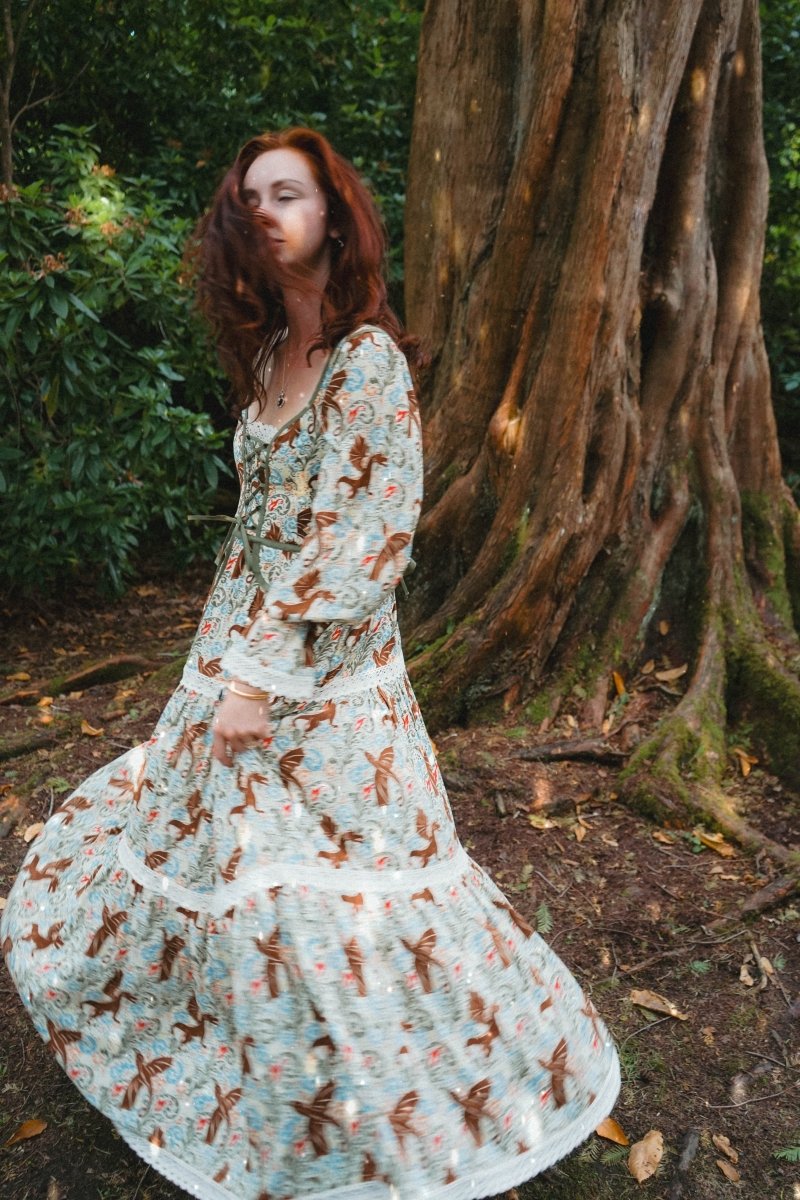 Carys Dress in Mythical Swirl Print - Olivia Annabelle - original_value - medieval - historical