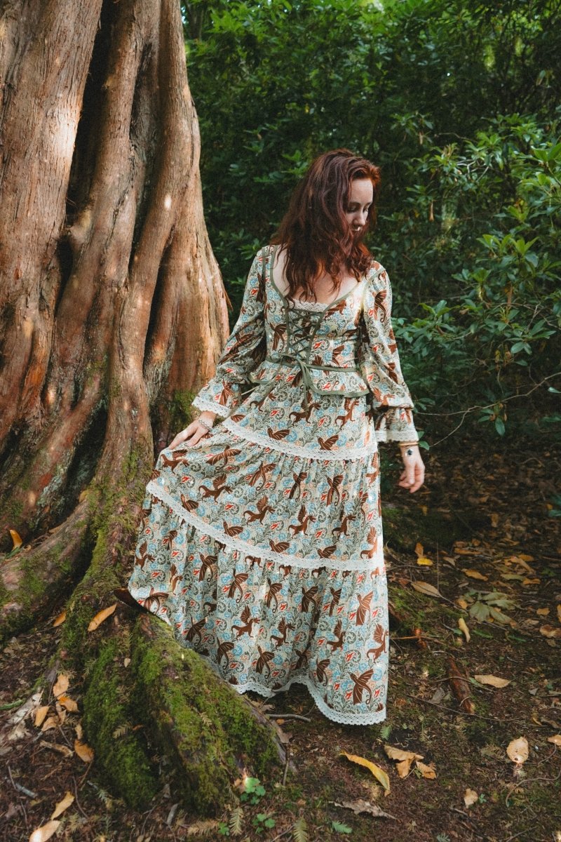 Carys Dress in Mythical Swirl Print - Olivia Annabelle - original_value - medieval - historical