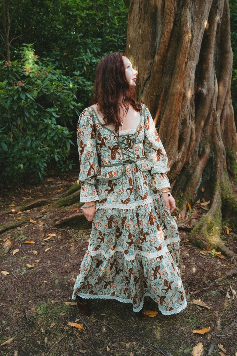 Carys Dress in Mythical Swirl Print - Olivia Annabelle - original_value - medieval - historical
