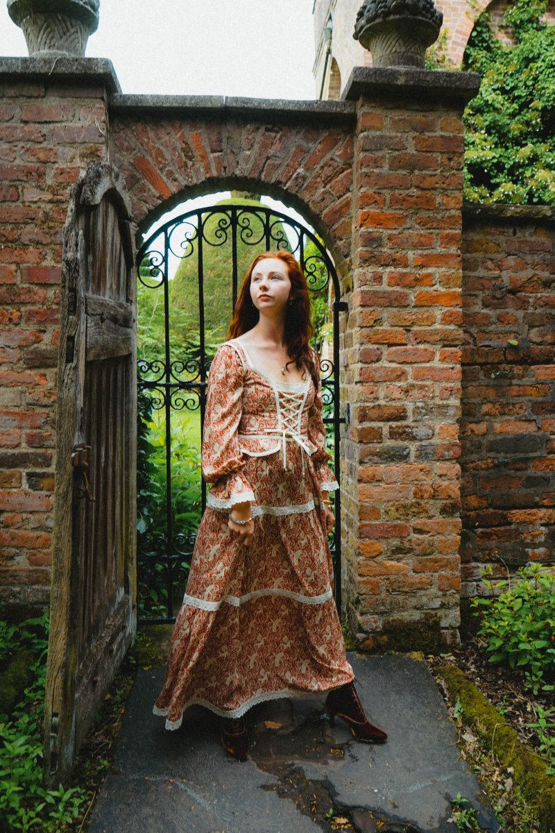 Carys Dress in Red Draco Print - Olivia Annabelle - original_value - medieval - historical