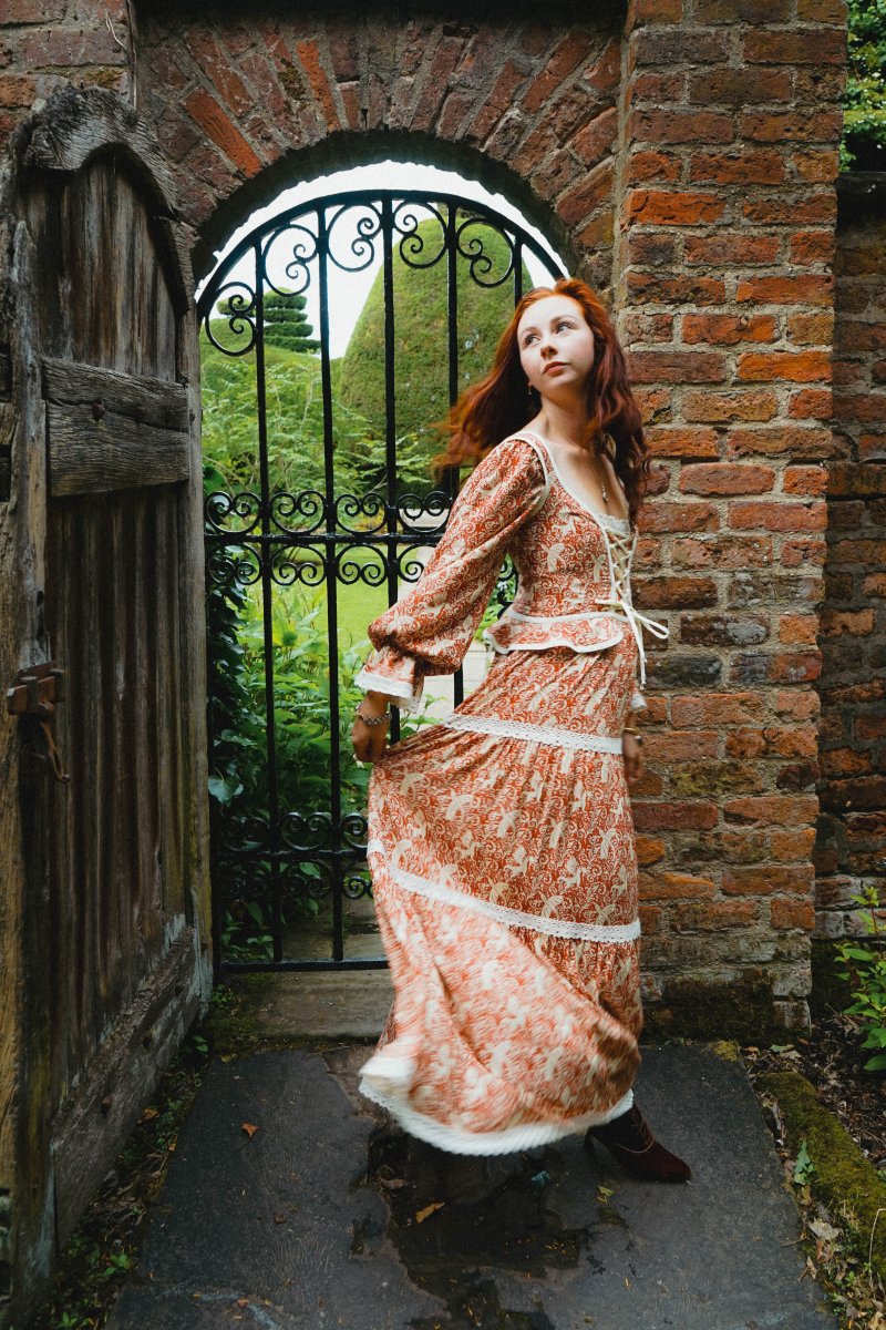 Carys Dress in Red Draco Print - Olivia Annabelle - original_value - medieval - historical