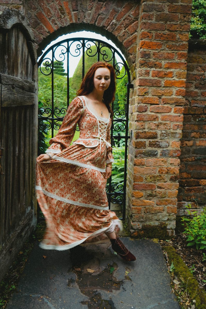 Carys Dress in Red Draco Print - Olivia Annabelle - original_value - medieval - historical