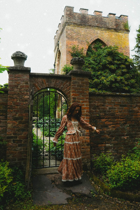 Carys Dress in Red Draco Print - Olivia Annabelle - original_value - medieval - historical