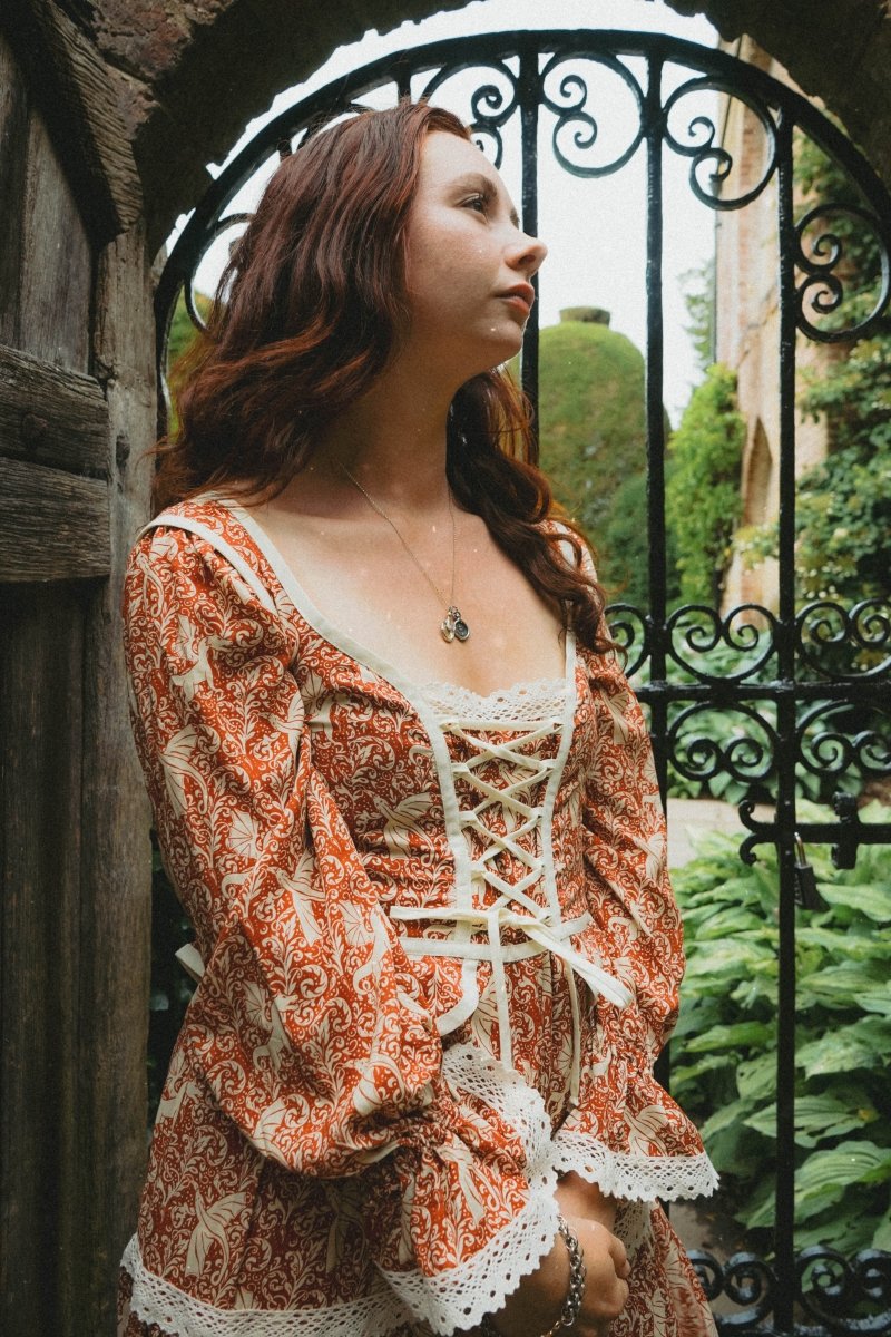 Carys Dress in Red Draco Print - Olivia Annabelle - original_value - medieval - historical