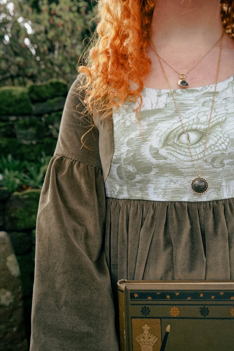 Genevieve Dress in Ulvaag Dragon Print - Olivia Annabelle - #original_value - #medieval - #historical