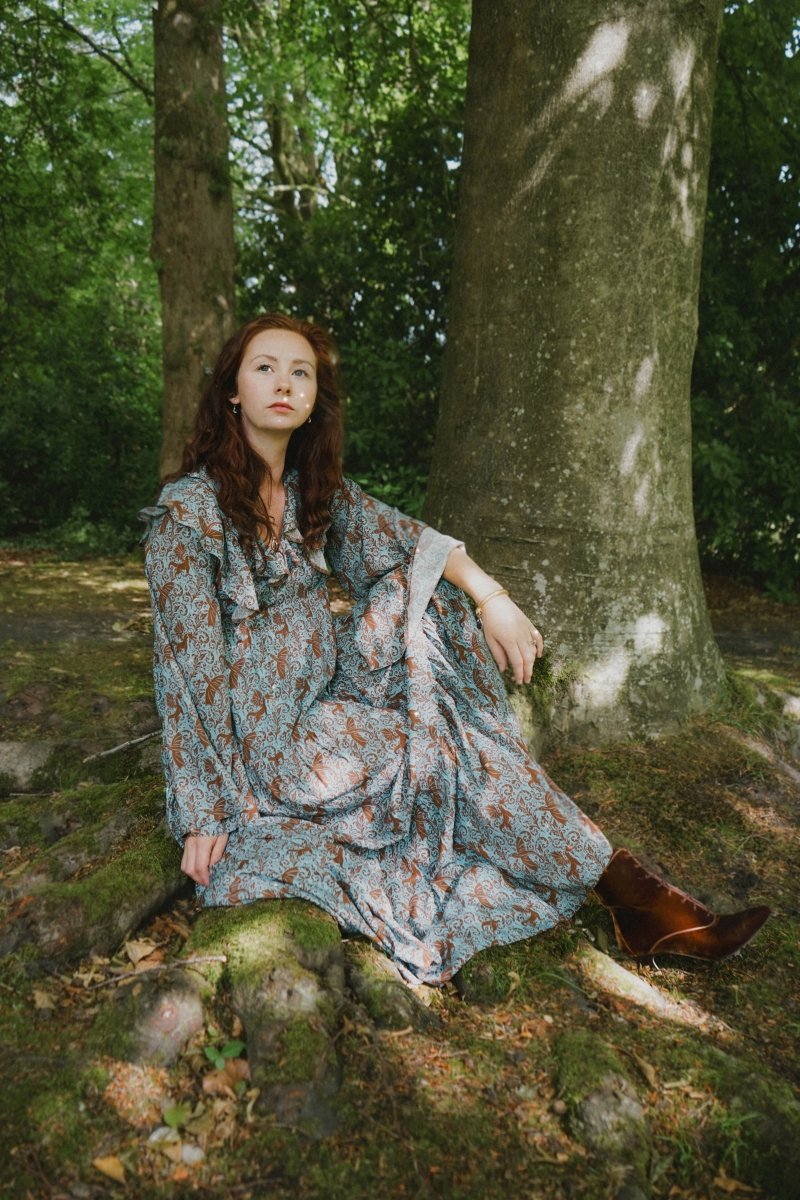 Lowri Dress in Cornflower Draco Print - Olivia Annabelle - original_value - medieval - historical