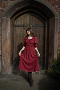 Load image into Gallery viewer, Marian Dress in Wine Arthur Print - Olivia Annabelle - original_value - medieval - historical