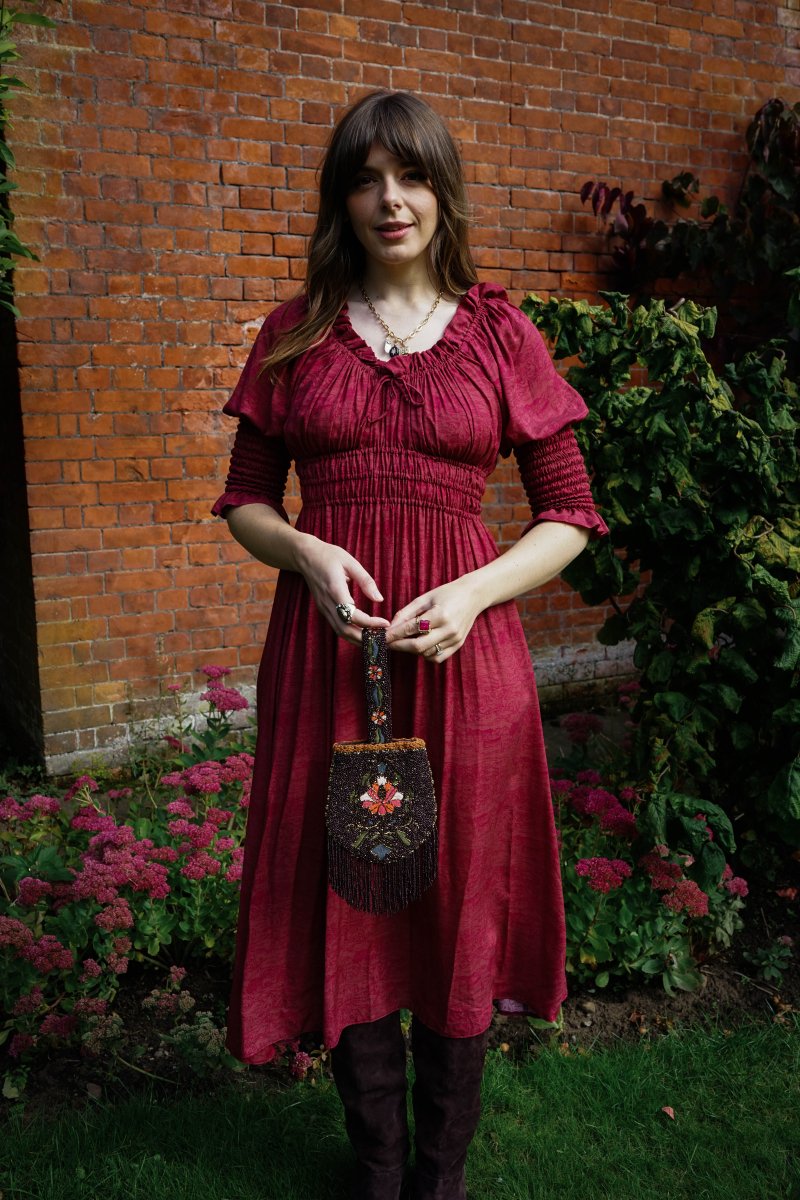 Marian Dress in Wine Arthur Print - Olivia Annabelle - original_value - medieval - historical