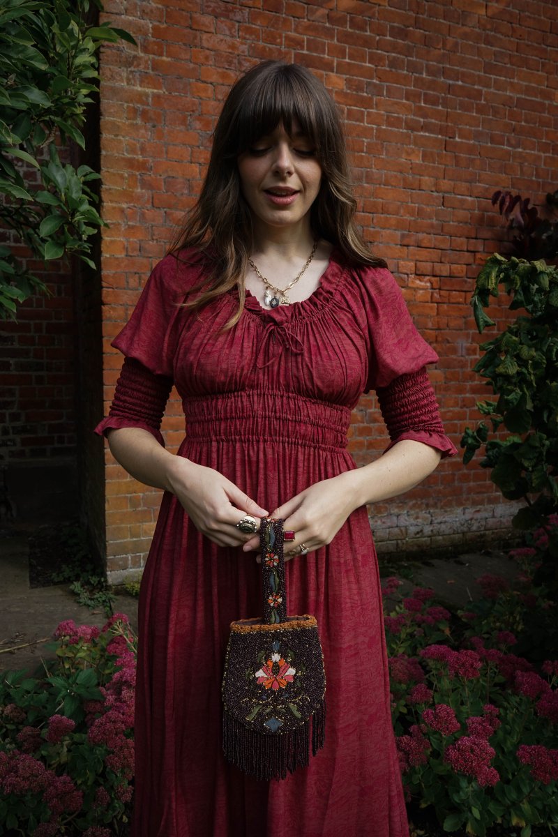 Marian Dress in Wine Arthur Print - Olivia Annabelle - original_value - medieval - historical