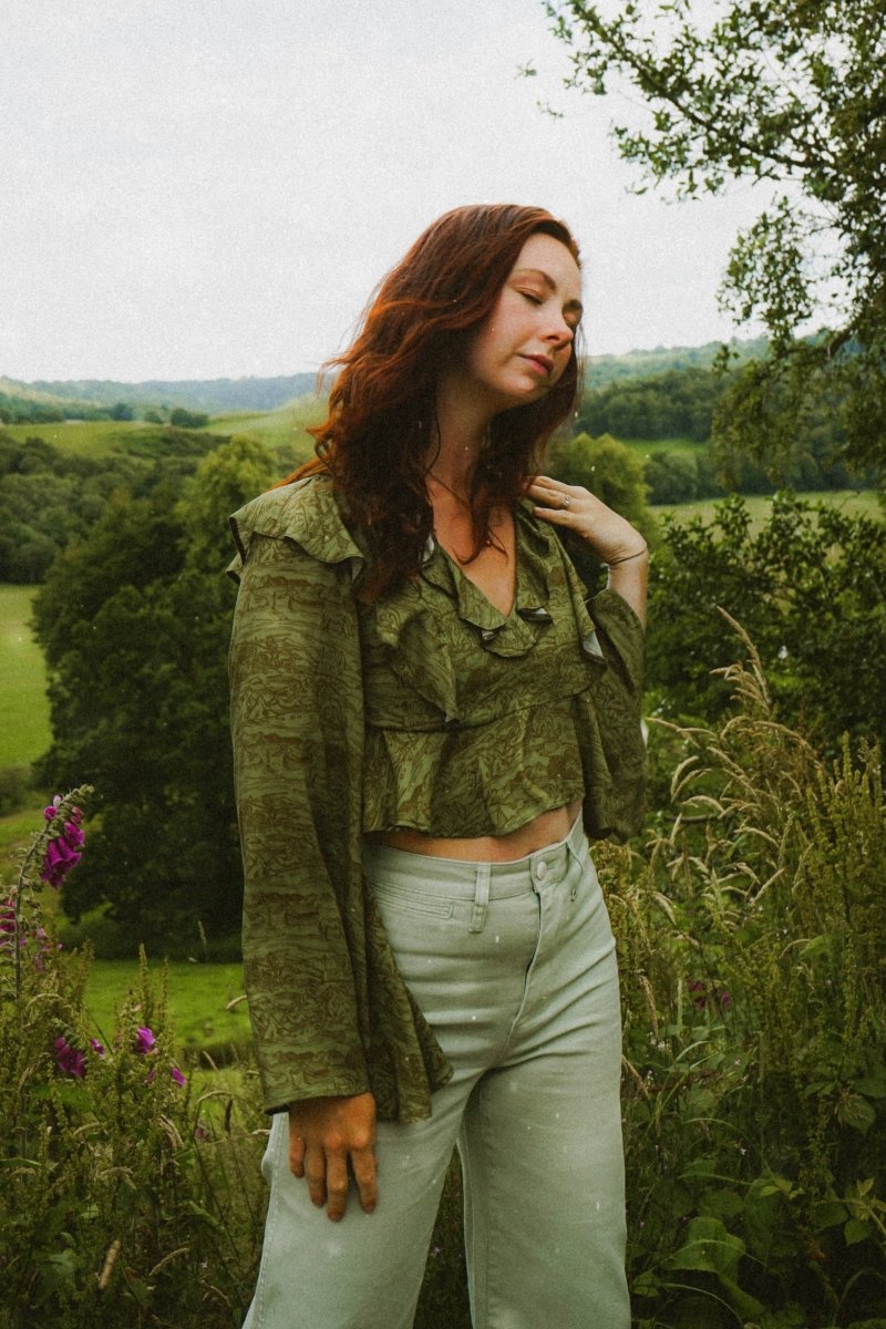 Nia Top in Green Arthur Print - Olivia Annabelle - original_value - medieval - historical