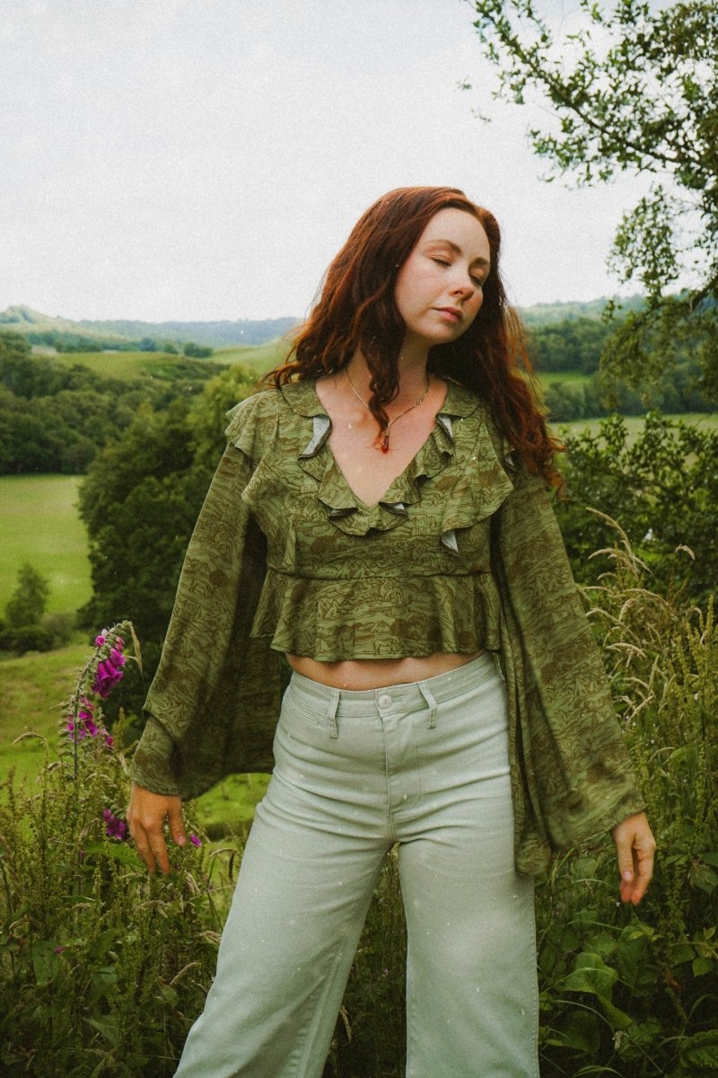 Nia Top in Green Arthur Print - Olivia Annabelle - original_value - medieval - historical