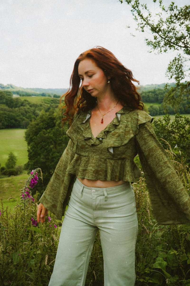 Nia Top in Green Arthur Print - Olivia Annabelle - original_value - medieval - historical