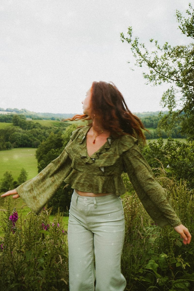 Nia Top in Green Arthur Print - Olivia Annabelle - original_value - medieval - historical