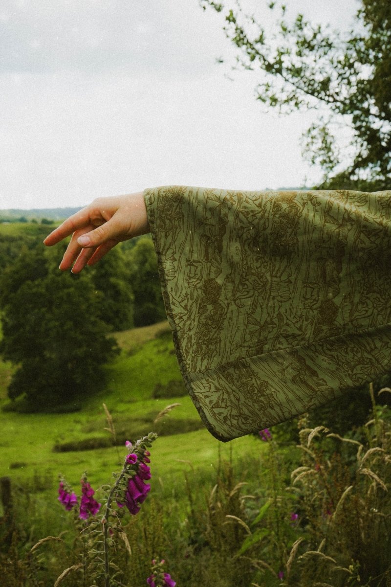 Nia Top in Green Arthur Print - Olivia Annabelle - original_value - medieval - historical