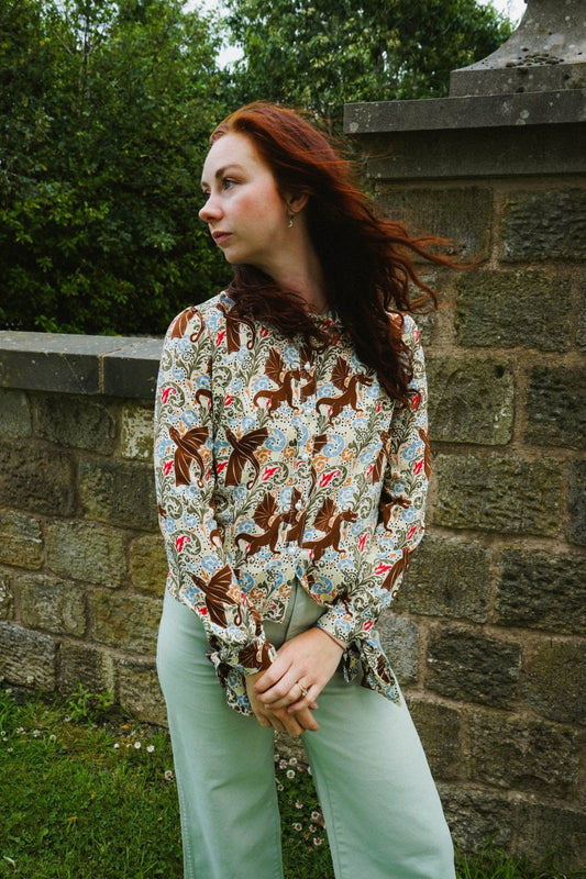 Olwen Blouse in Mythical Swirl Print - Olivia Annabelle - original_value - medieval - historical