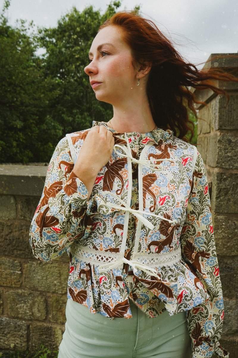 Olwen Blouse in Mythical Swirl Print - Olivia Annabelle - original_value - medieval - historical
