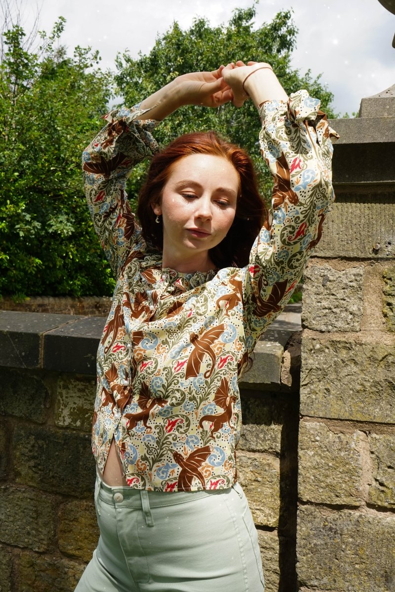 Olwen Blouse in Mythical Swirl Print - Olivia Annabelle - original_value - medieval - historical