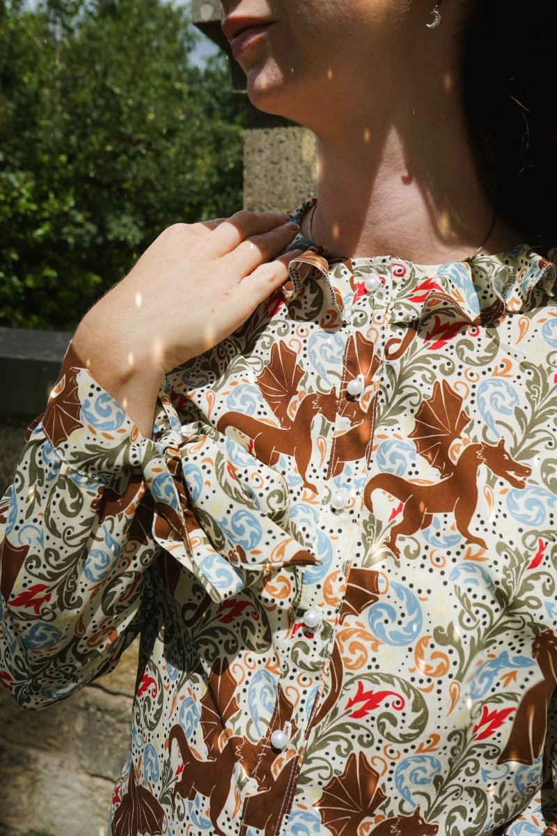 Olwen Blouse in Mythical Swirl Print - Olivia Annabelle - original_value - medieval - historical