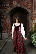 Load image into Gallery viewer, Stevie Dress in Wine Morris Print - Olivia Annabelle - original_value - medieval - historical