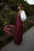 Load image into Gallery viewer, Stevie Dress in Wine Morris Print - Olivia Annabelle - original_value - medieval - historical