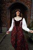 Load image into Gallery viewer, Stevie Dress in Wine Morris Print - Olivia Annabelle - original_value - medieval - historical