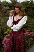 Load image into Gallery viewer, Stevie Dress in Wine Morris Print - Olivia Annabelle - original_value - medieval - historical
