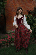 Load image into Gallery viewer, Stevie Dress in Wine Morris Print - Olivia Annabelle - original_value - medieval - historical