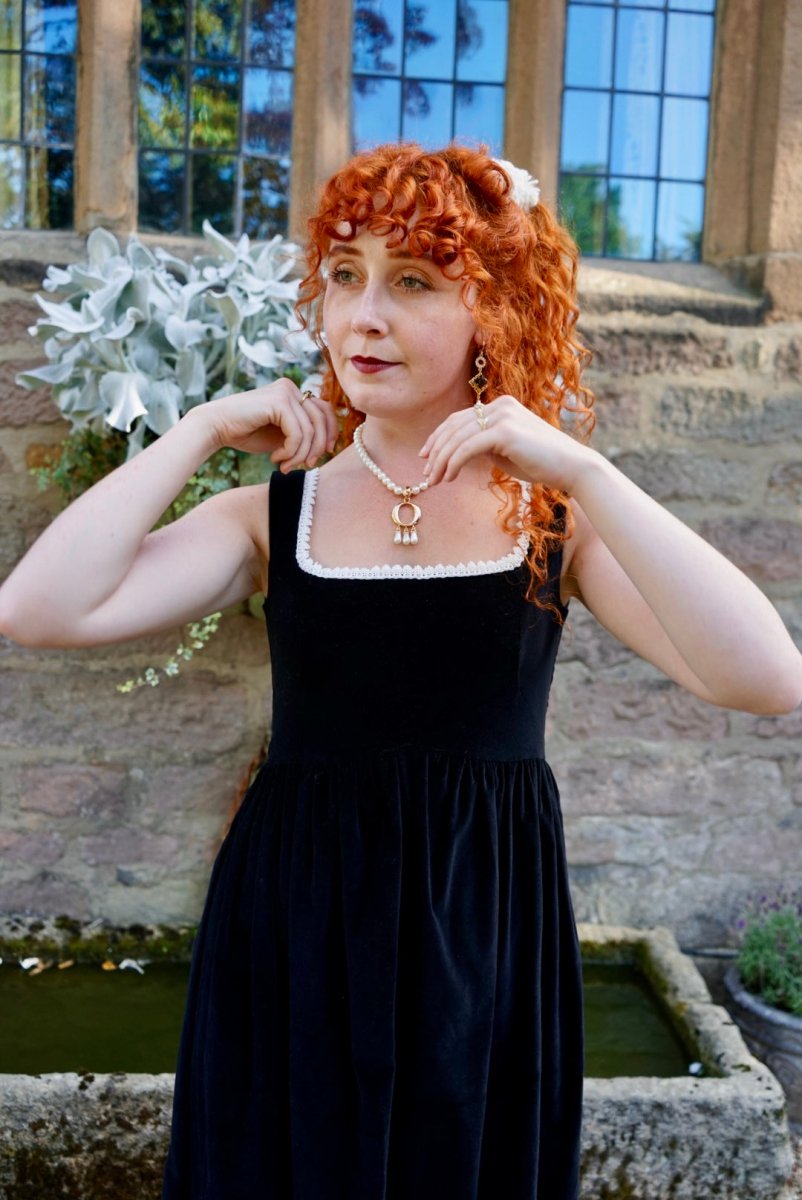 Wednesday Dress in Black Onyx Velvet - Olivia Annabelle - #original_value - #medieval - #historical