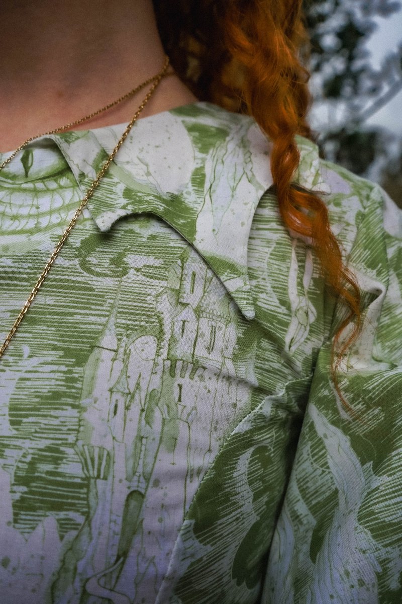 Wing of Dragon Blouse in Ulvaag Dragon print - Olivia Annabelle - #original_value - #medieval - #historical