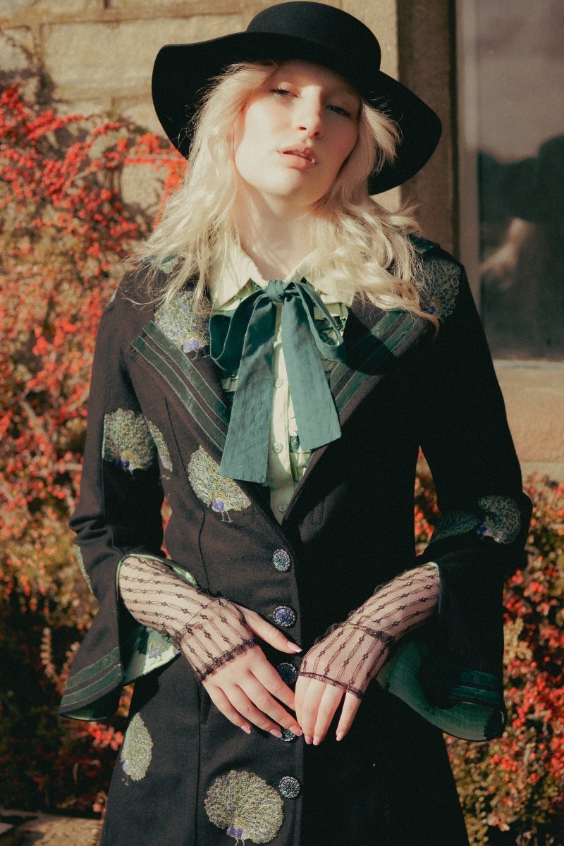 *Sample* Dorian Coat in Peacock Dance Embroidery - Olivia Annabelle - #original_value - #medieval - #historical