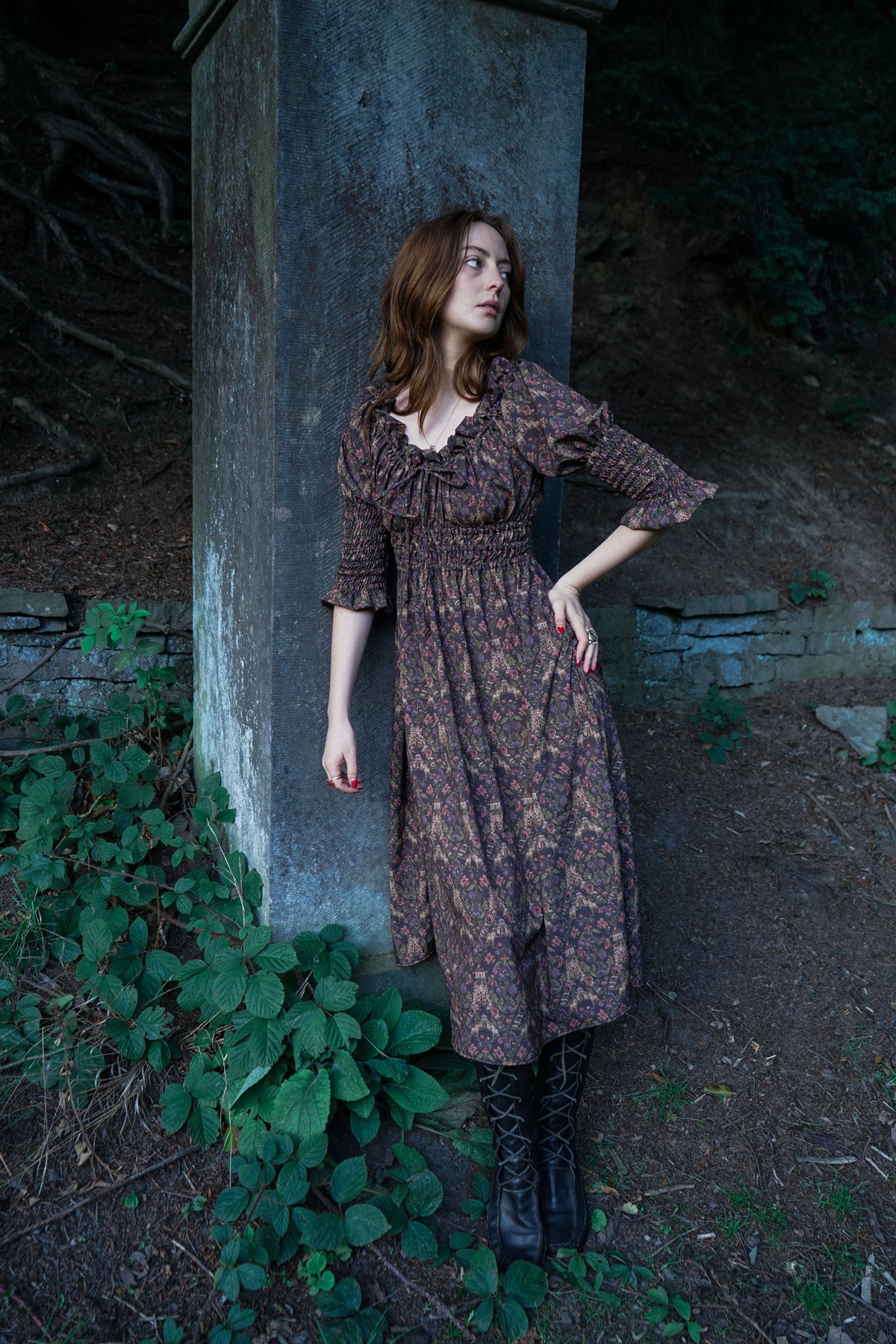 Marian Dress in Plum Castell Print