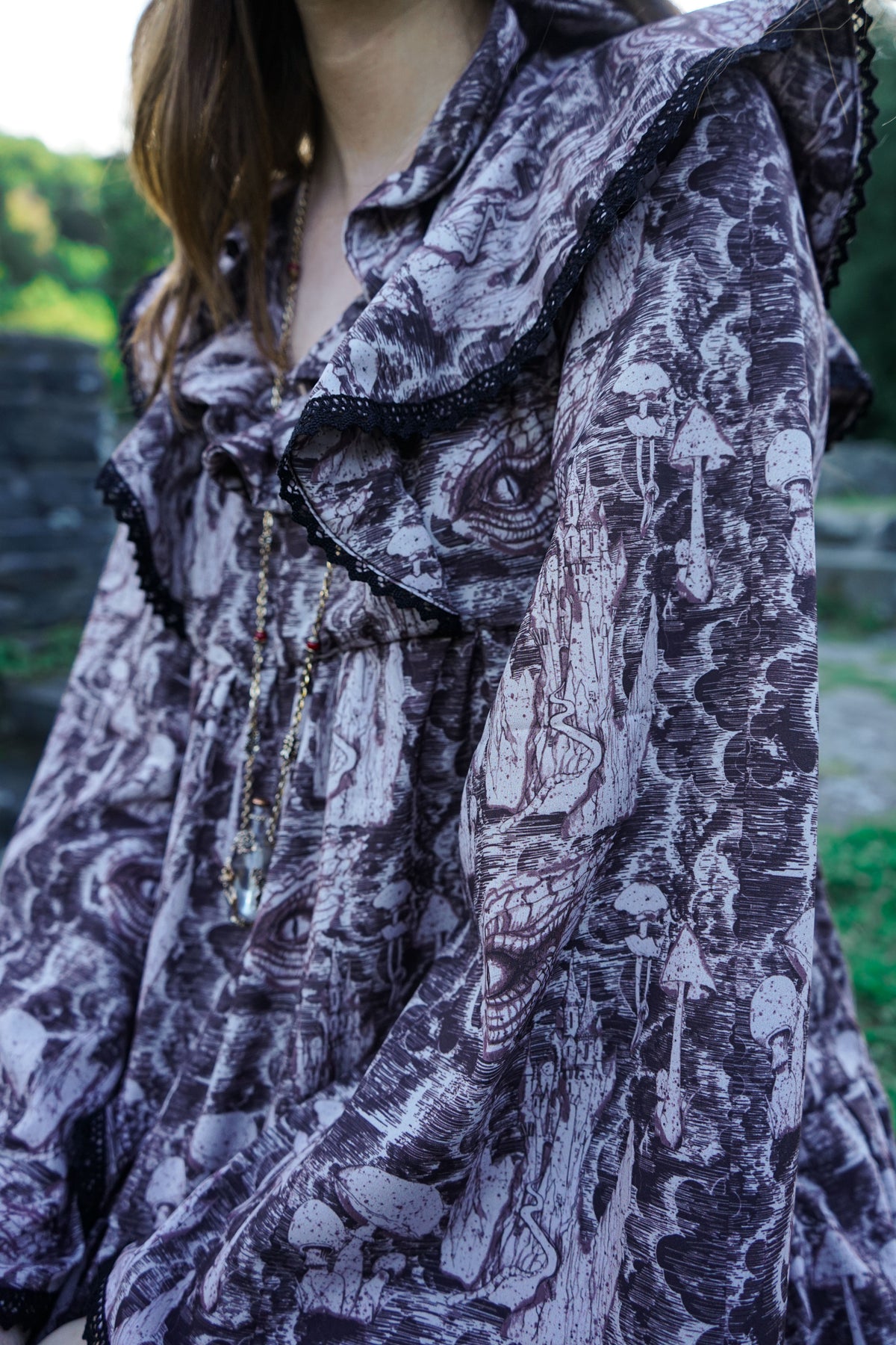 Lowri Dress in Umber Ulvaag Dragon Print