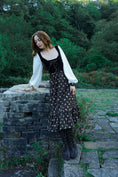 Load image into Gallery viewer, Stevie Midi Dress in Coal Folklore Ribbon Print
