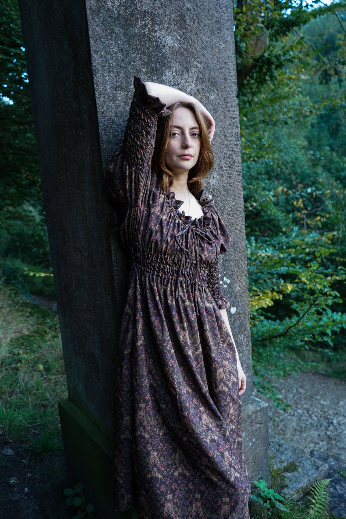 Marian Dress in Plum Castell Print