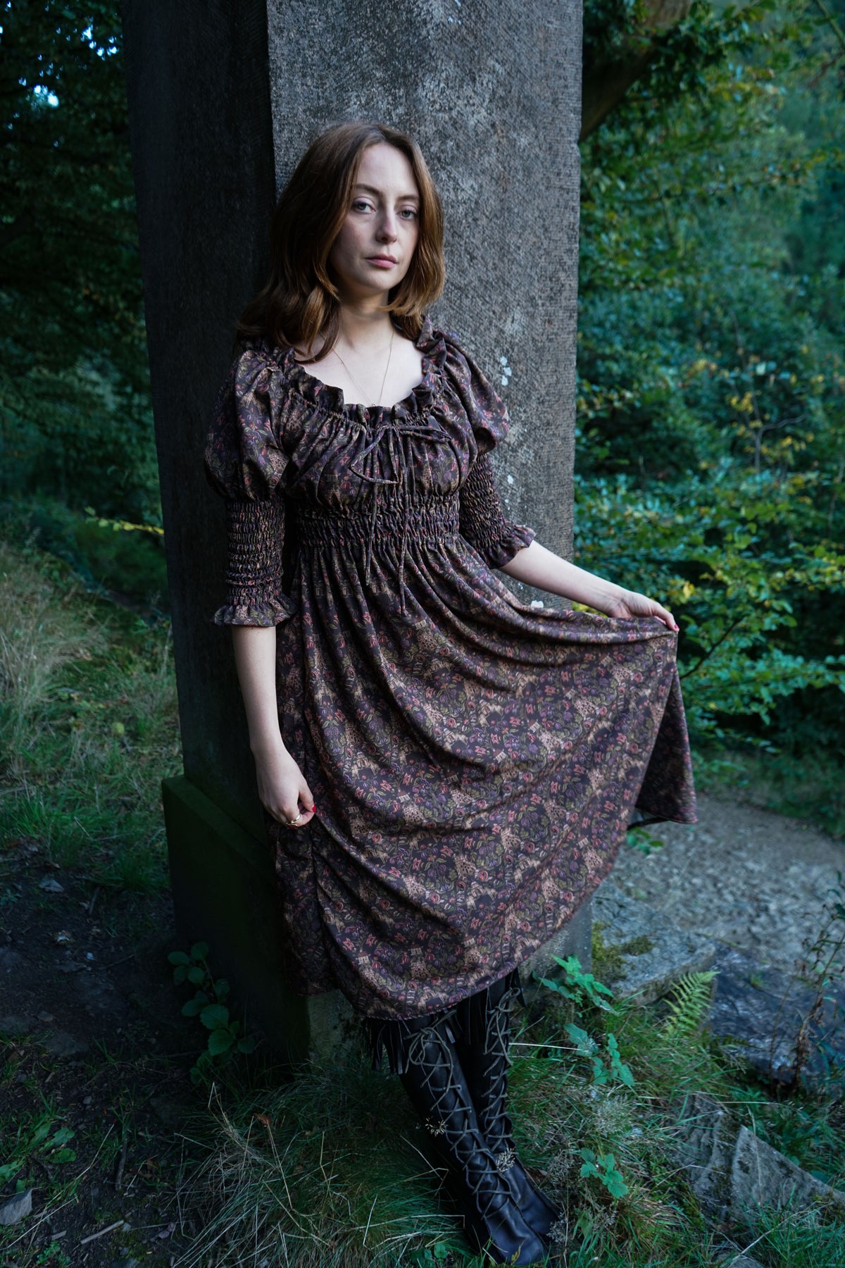 Marian Dress in Plum Castell Print