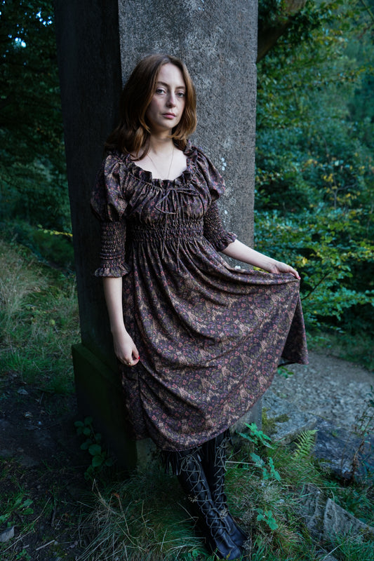 Marian Dress in Plum Castell Print