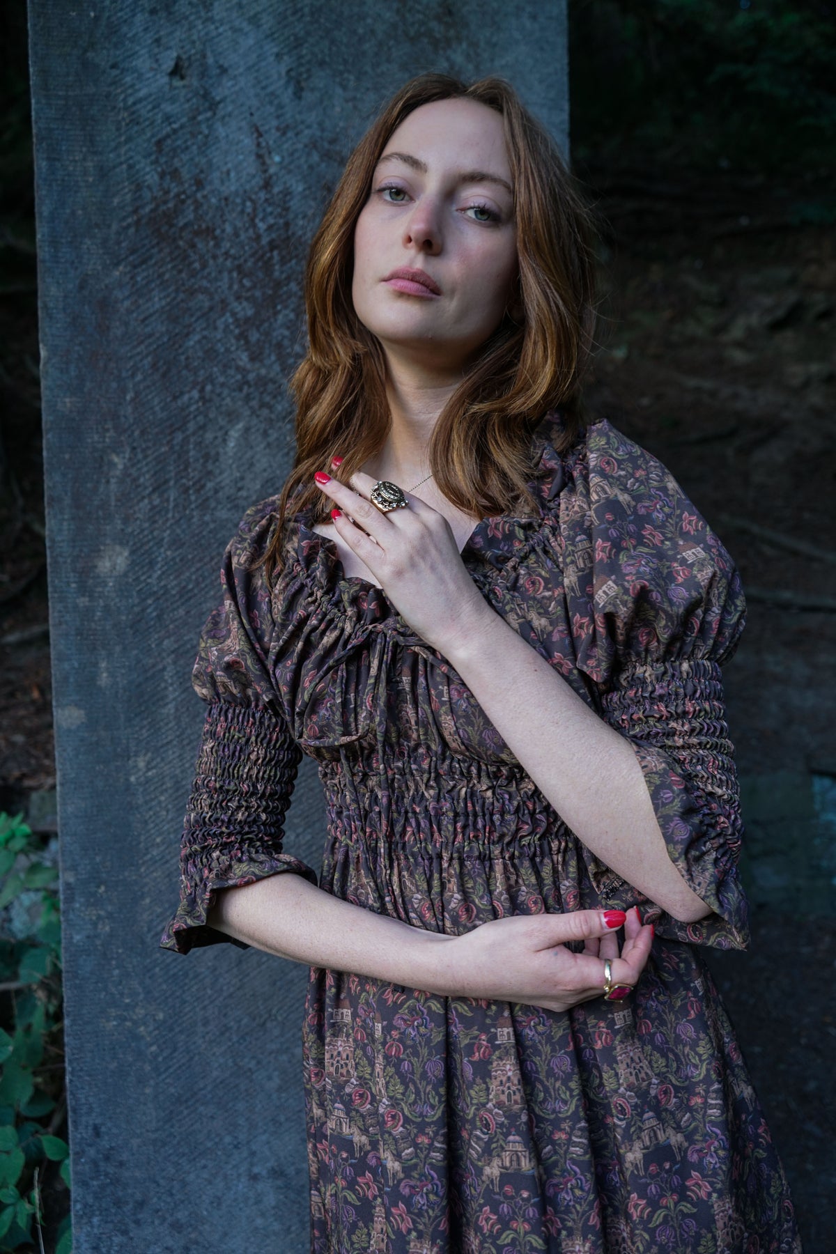 Marian Dress in Plum Castell Print