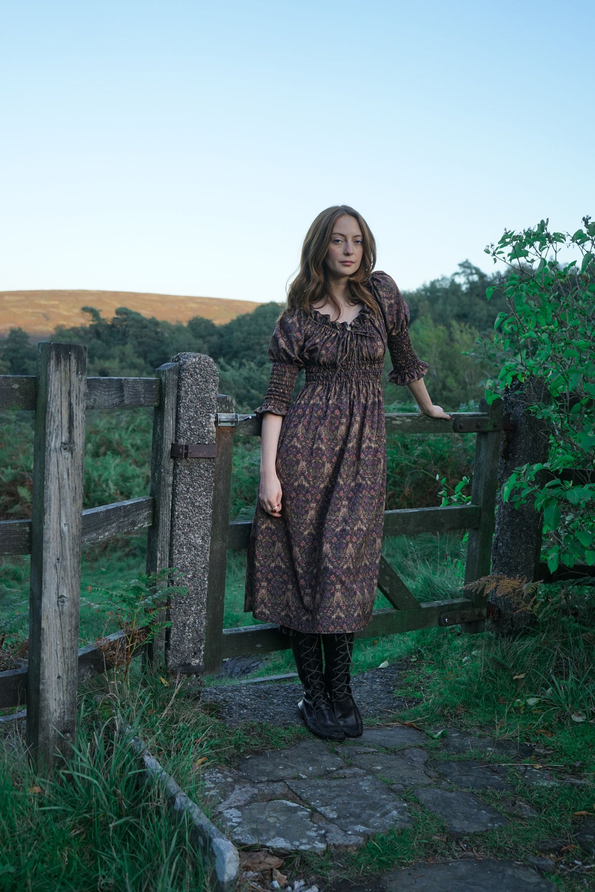Marian Dress in Plum Castell Print