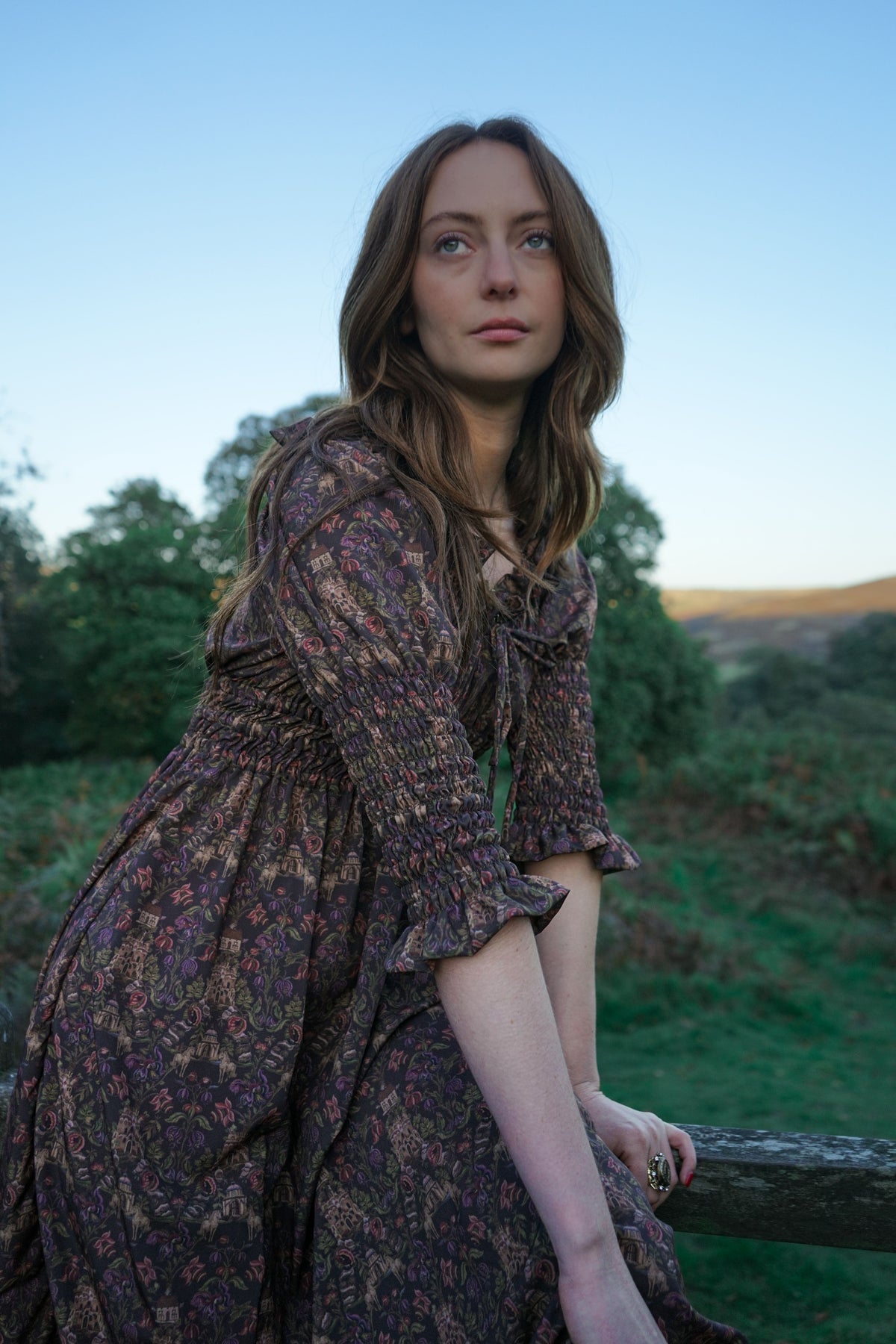 Marian Dress in Plum Castell Print
